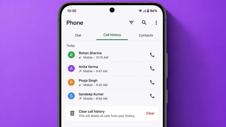 Clear Call History on Android